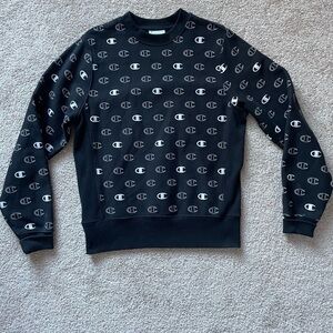 Champion Black and White Logo Crewneck Sweater